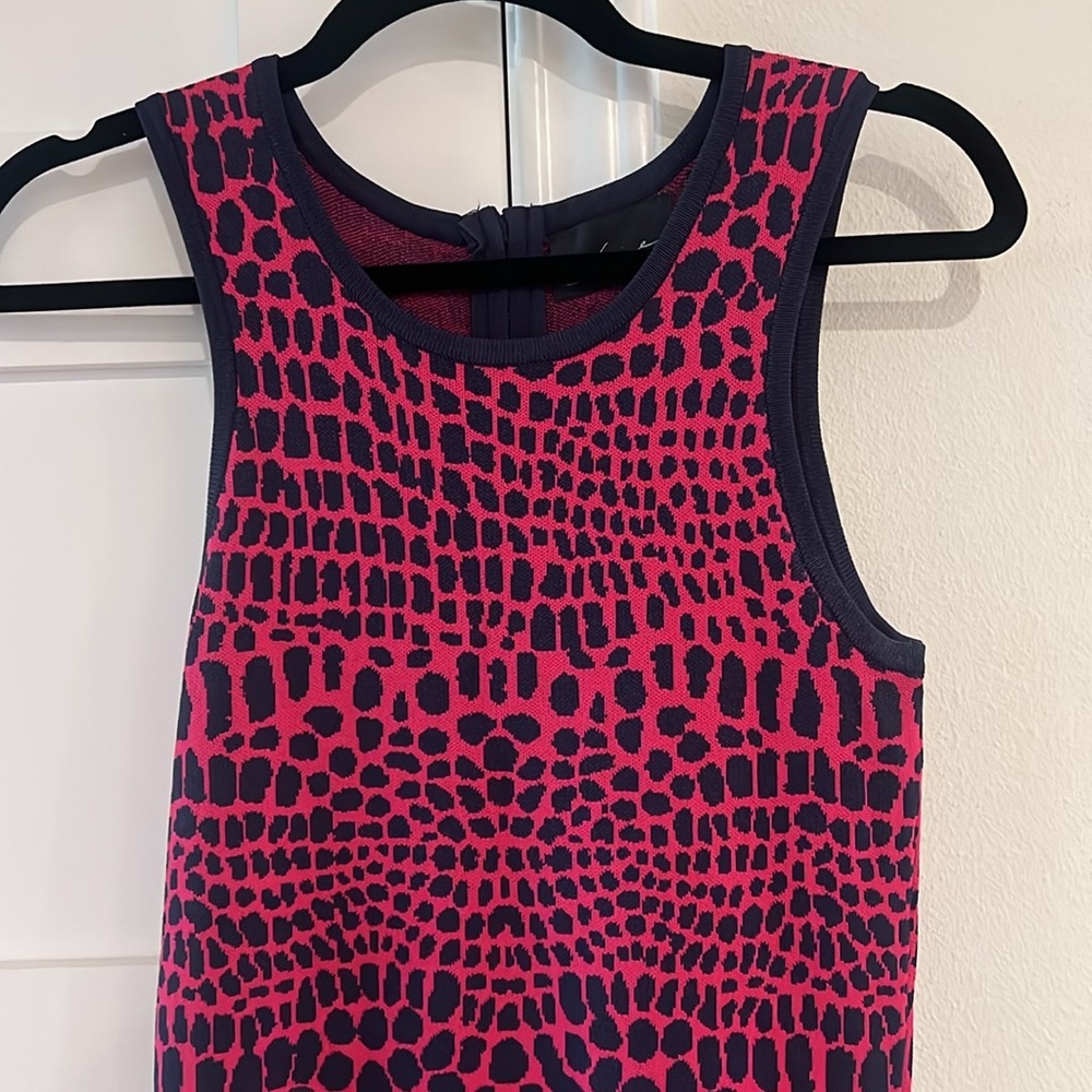 Line Knitwear- Pink and Navy Fit Flare Sleeveless Dress- Size Medium NWOT